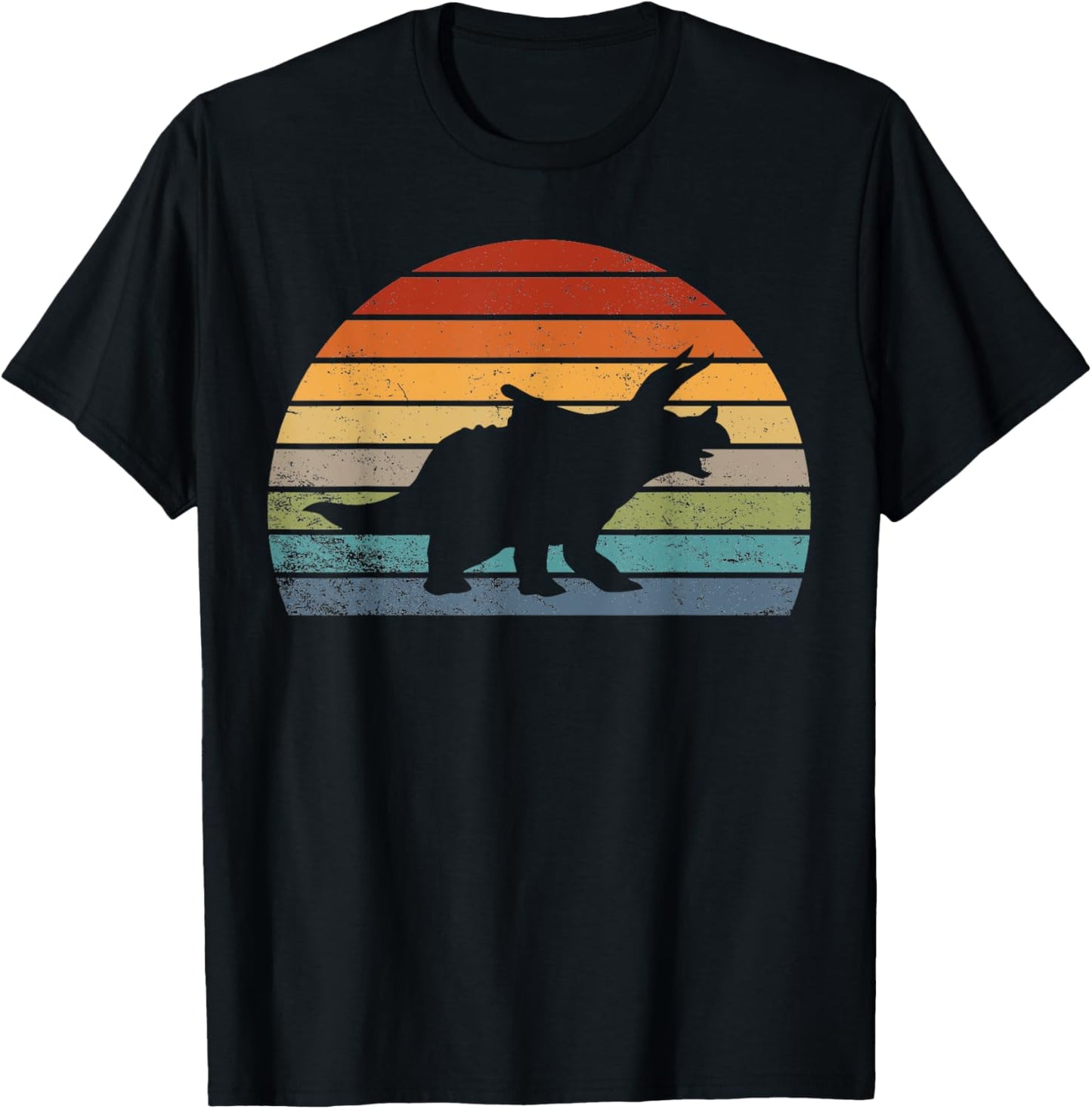 Vintage Triceratops Retro Dinosaur Sunset 80s 90s Distressed T-Shirt