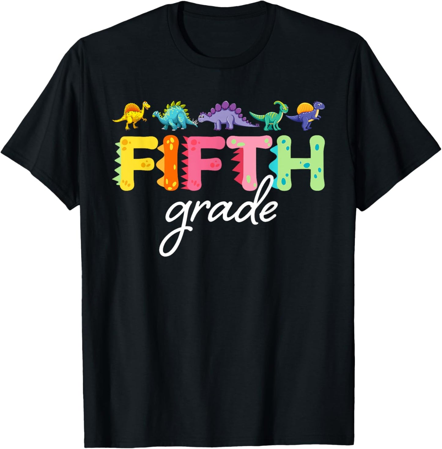 Fifth Grade Funny Dinosaurus Boys Back To School Groovy T-Shirt