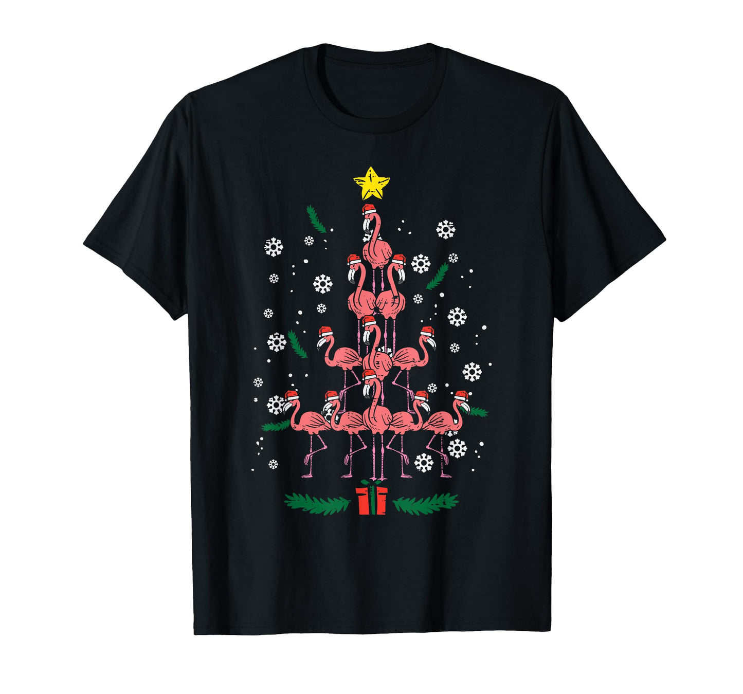 Flamingo Christmas Tree Bird Animal Xmas Women T-Shirt