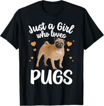 Cool Pug Art For Girls Women Kids Pug Dog Animal Puppy Lover T-Shirt