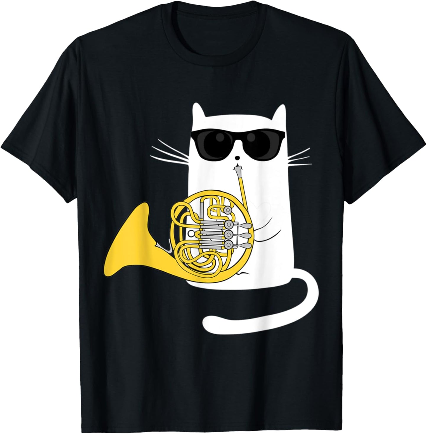 Jazz Cat Playing French Horn - Cool Smooth T-Shirt