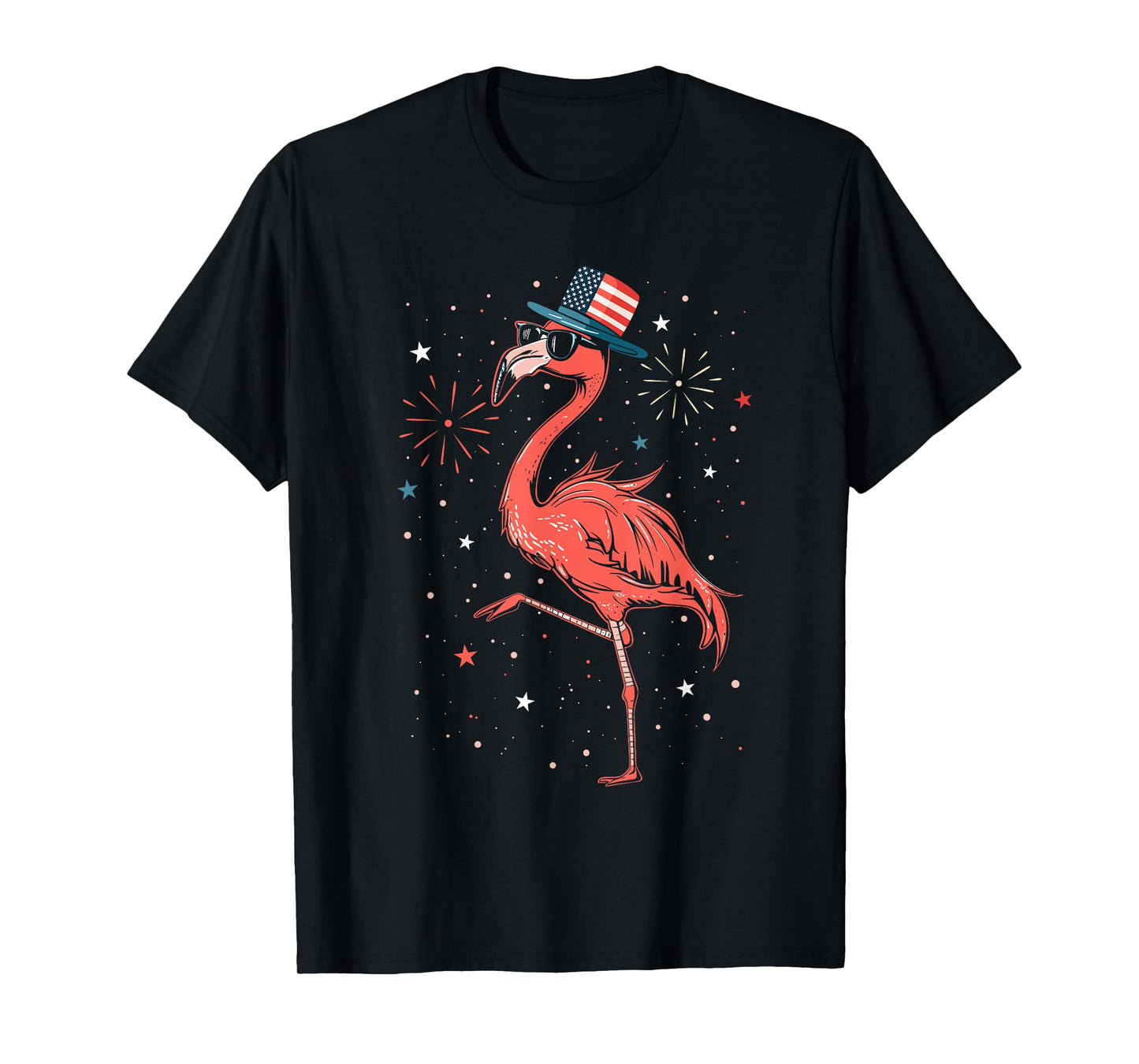 Patriotic American Flamingo Dancing USA Flag 4th Of July T-Shirt