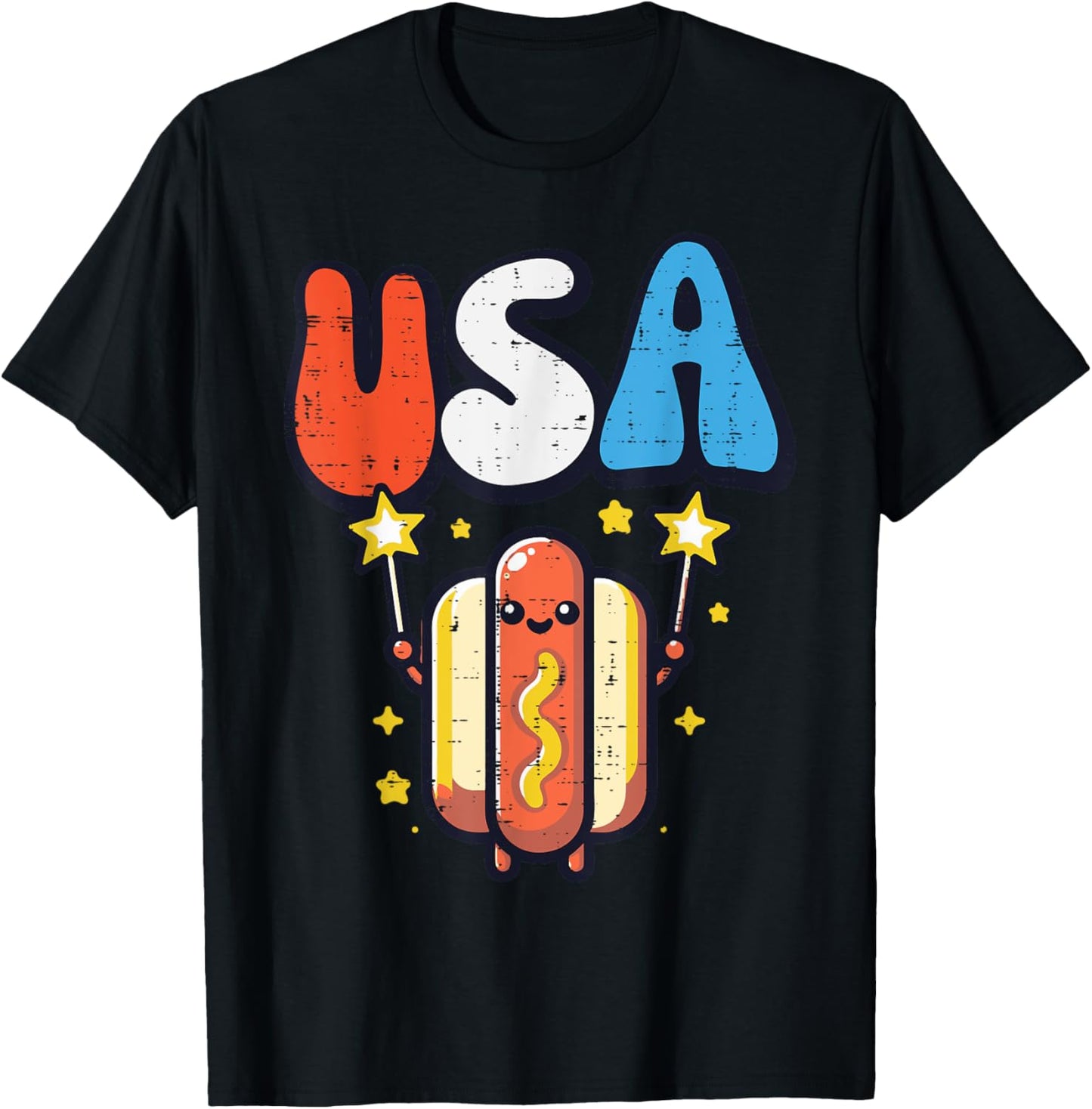 4th Of July Hotdog USA Retro Groovy Patriot Women Men Kids T-Shirt