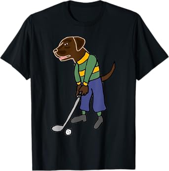 Smileteessports Funny Chocolate Lab Dog Playing Golf Sports T-Shirt for Men Women Girls Kids