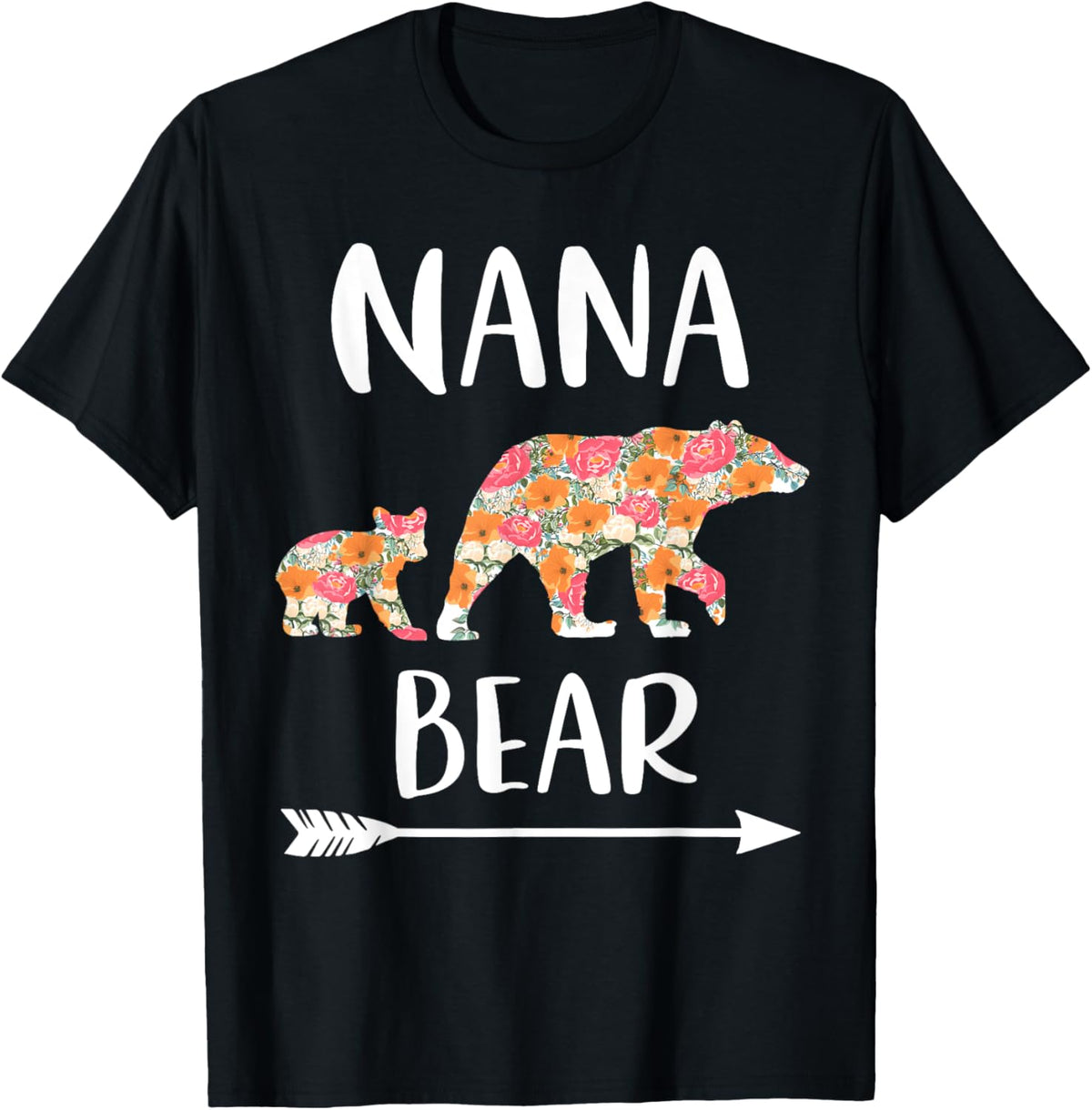 Floral Bear Matching Family Outfits Funny Nana Bear T-Shirt