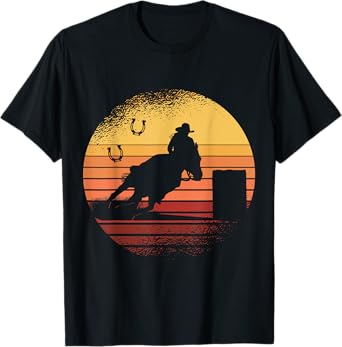 Retro Sunset Horse Barrel Racing Rodeo T-Shirt