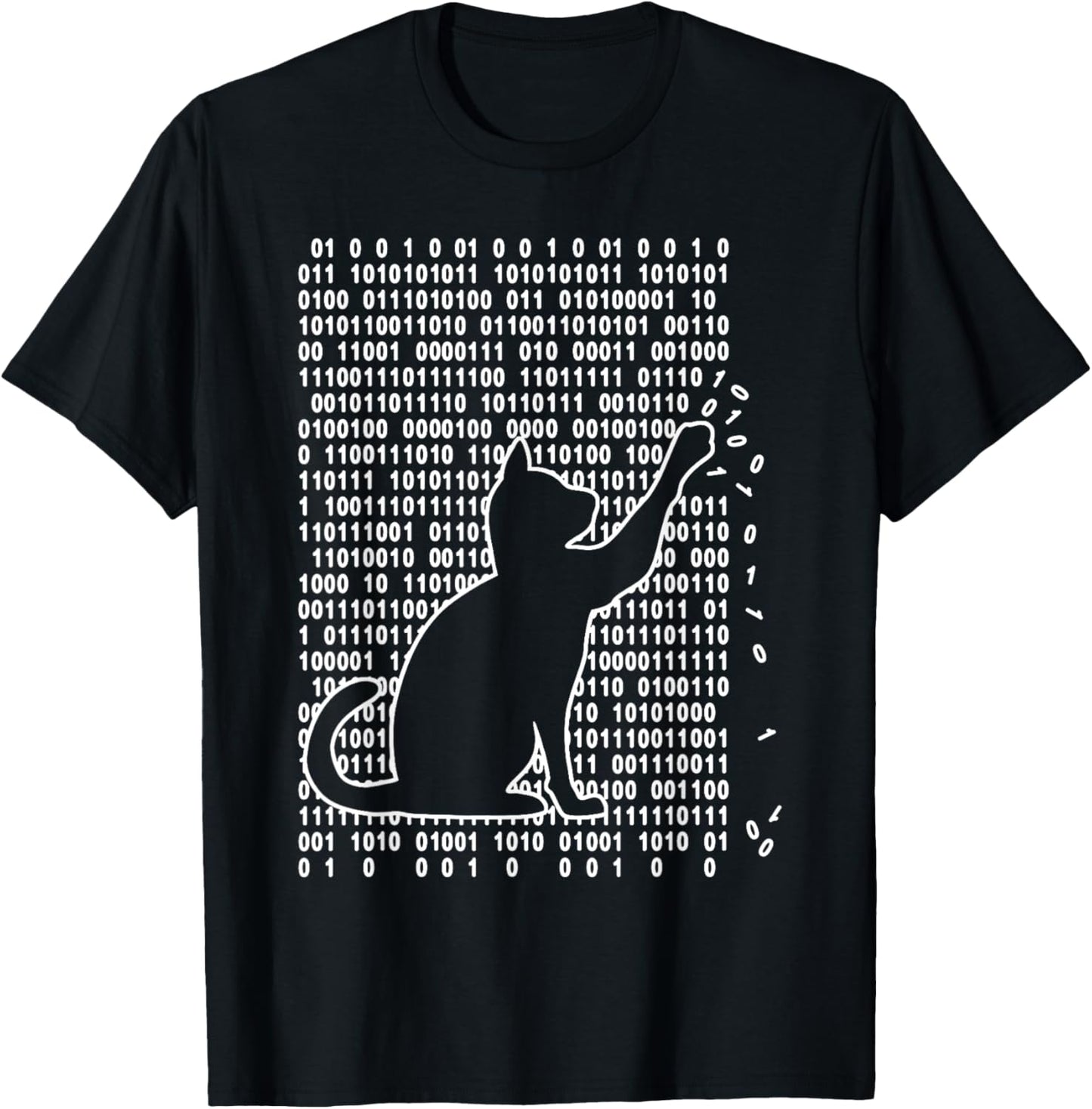 Vintage Funny Cat Is Playing With Binary Code Cute Kitten T-Shirt