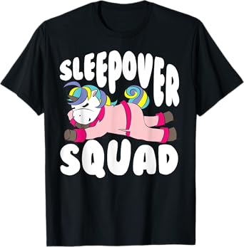 Sleepover Squad Gift | Funny Sleeping Unicorn Slumber Party T-Shirt