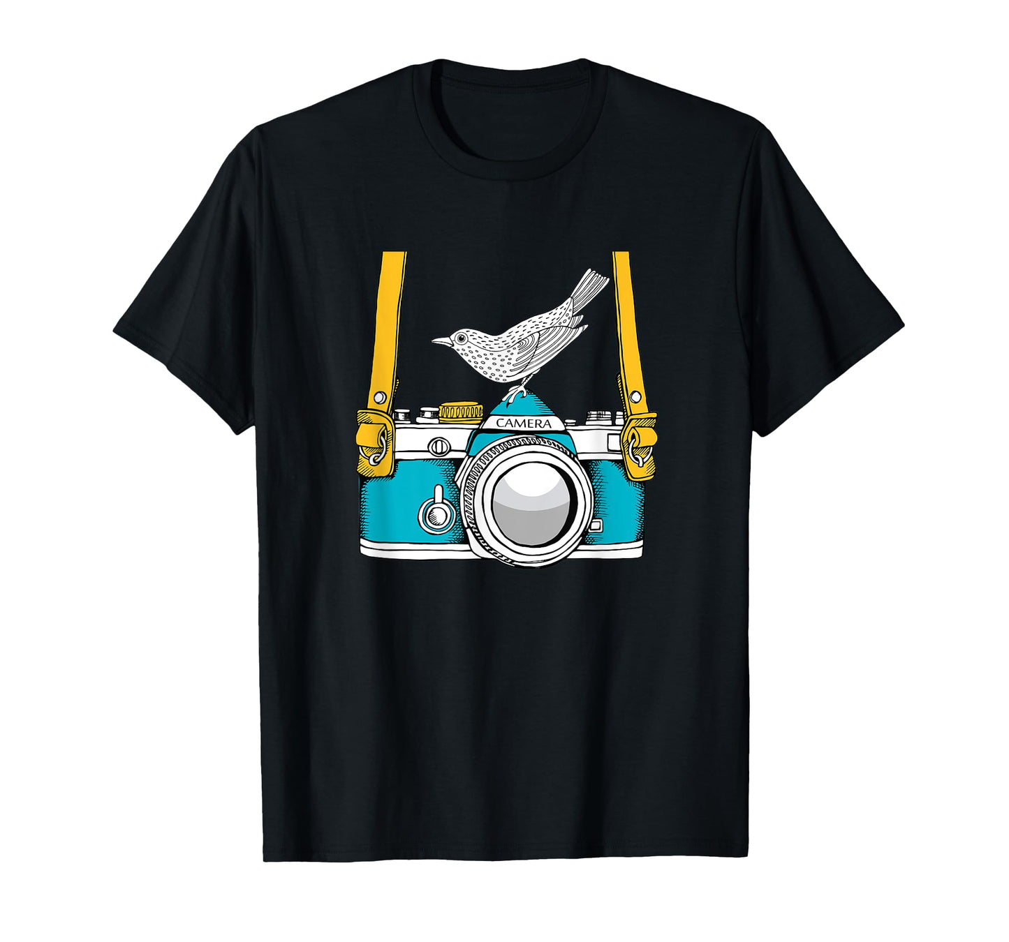 Bird on a Vintage Camera a Bird Photographer T-Shirt