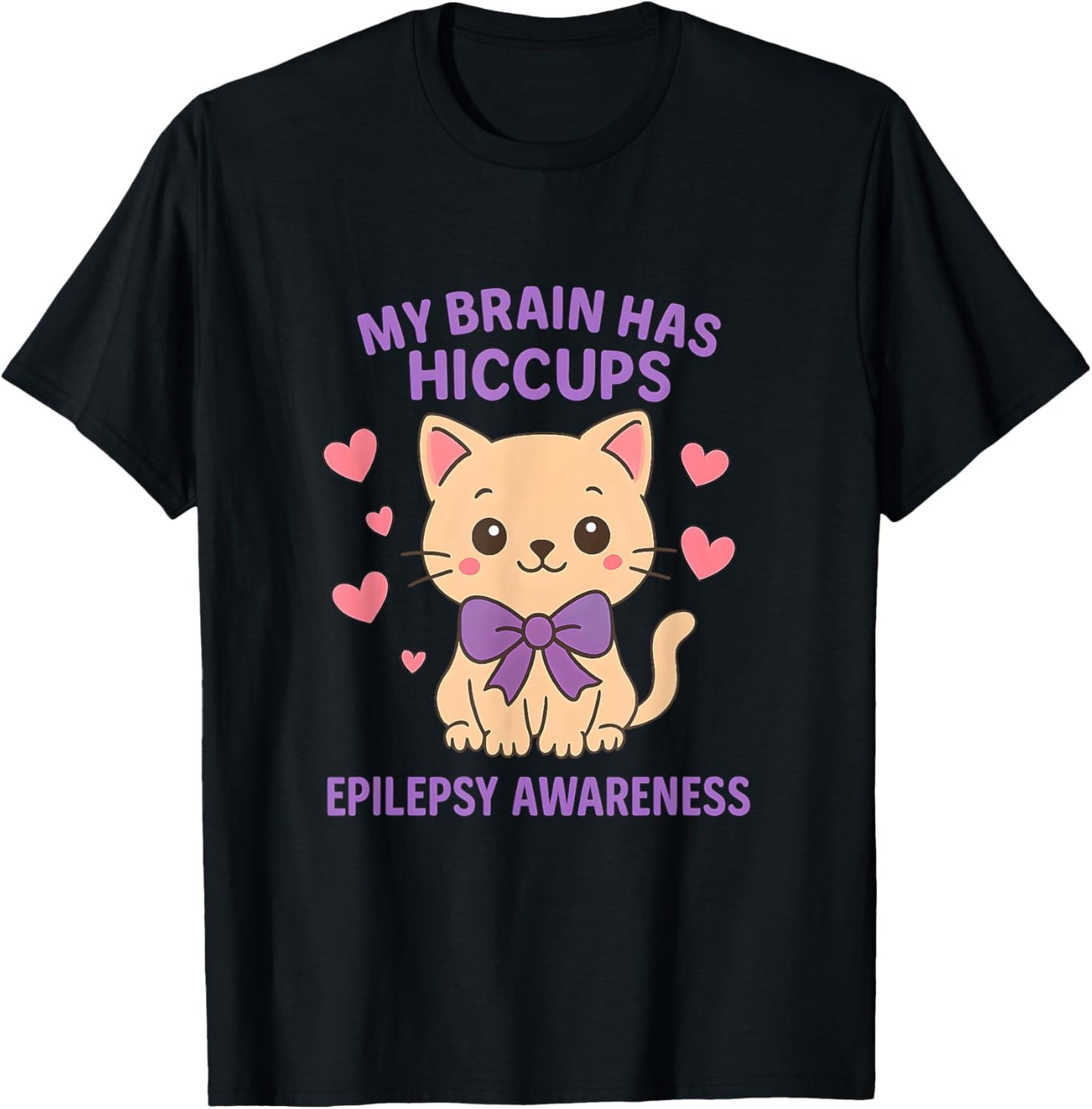 My Brain Has Hiccups Epilepsy Awareness Cat T-Shirt