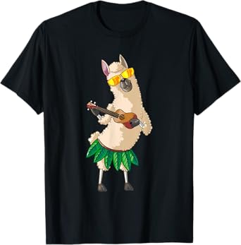 Llama Ukulele Luau Cute Funny Cool Hawaii Alpaca Gift T-Shirt