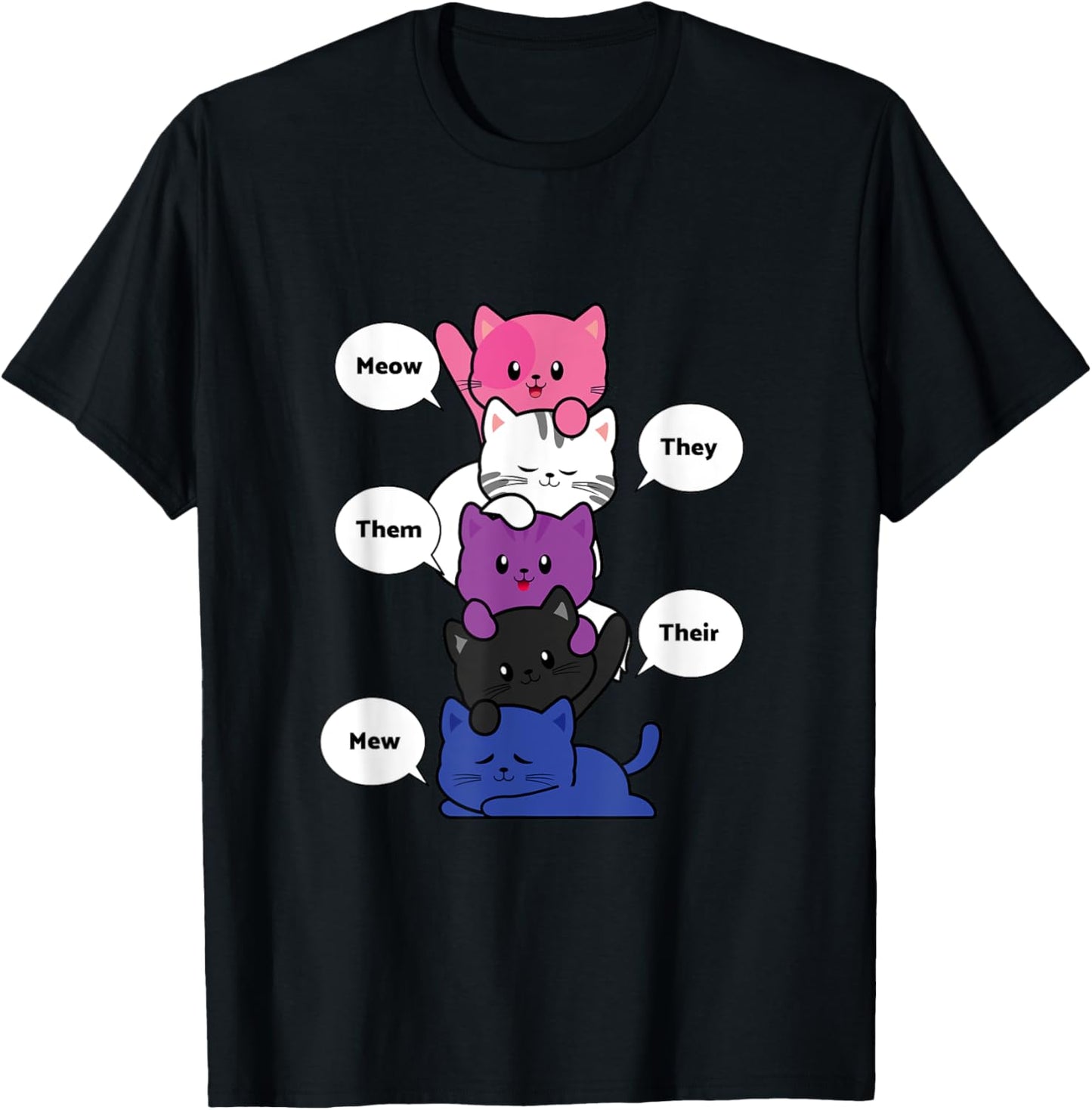 Genderfluid Cat LGBT Gender Fluid Pride Flag They Them Their T-Shirt