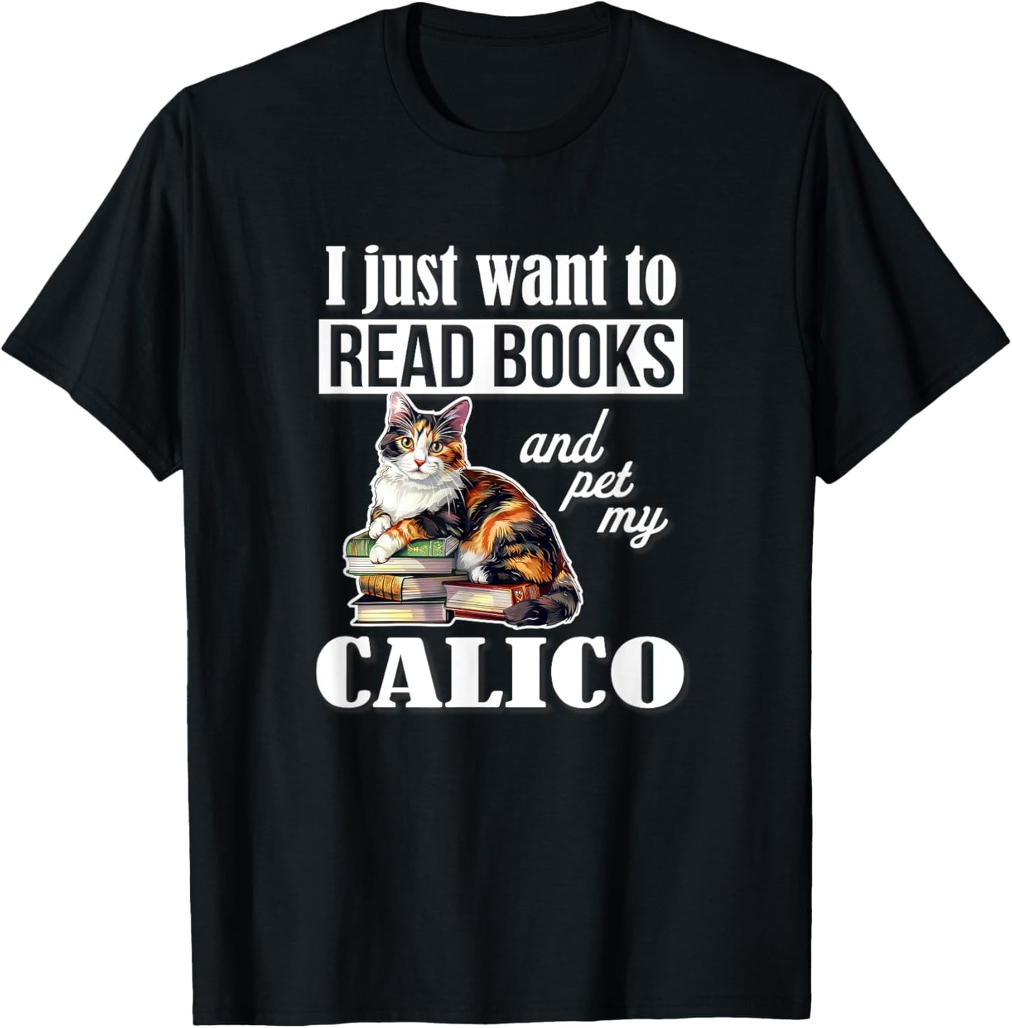 Cute Read Books Calico Cat Lover T-Shirt