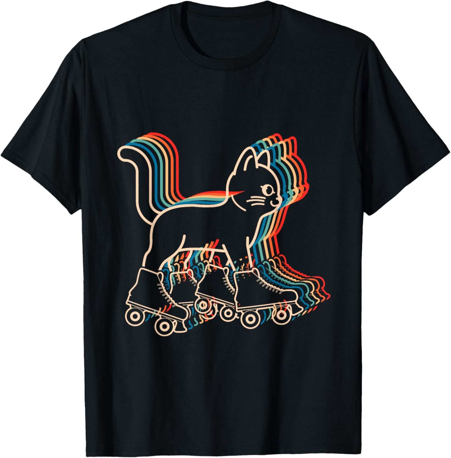 Cat Roller Skates Vintage Fun Skating Lifestyle Hobby T-Shirt