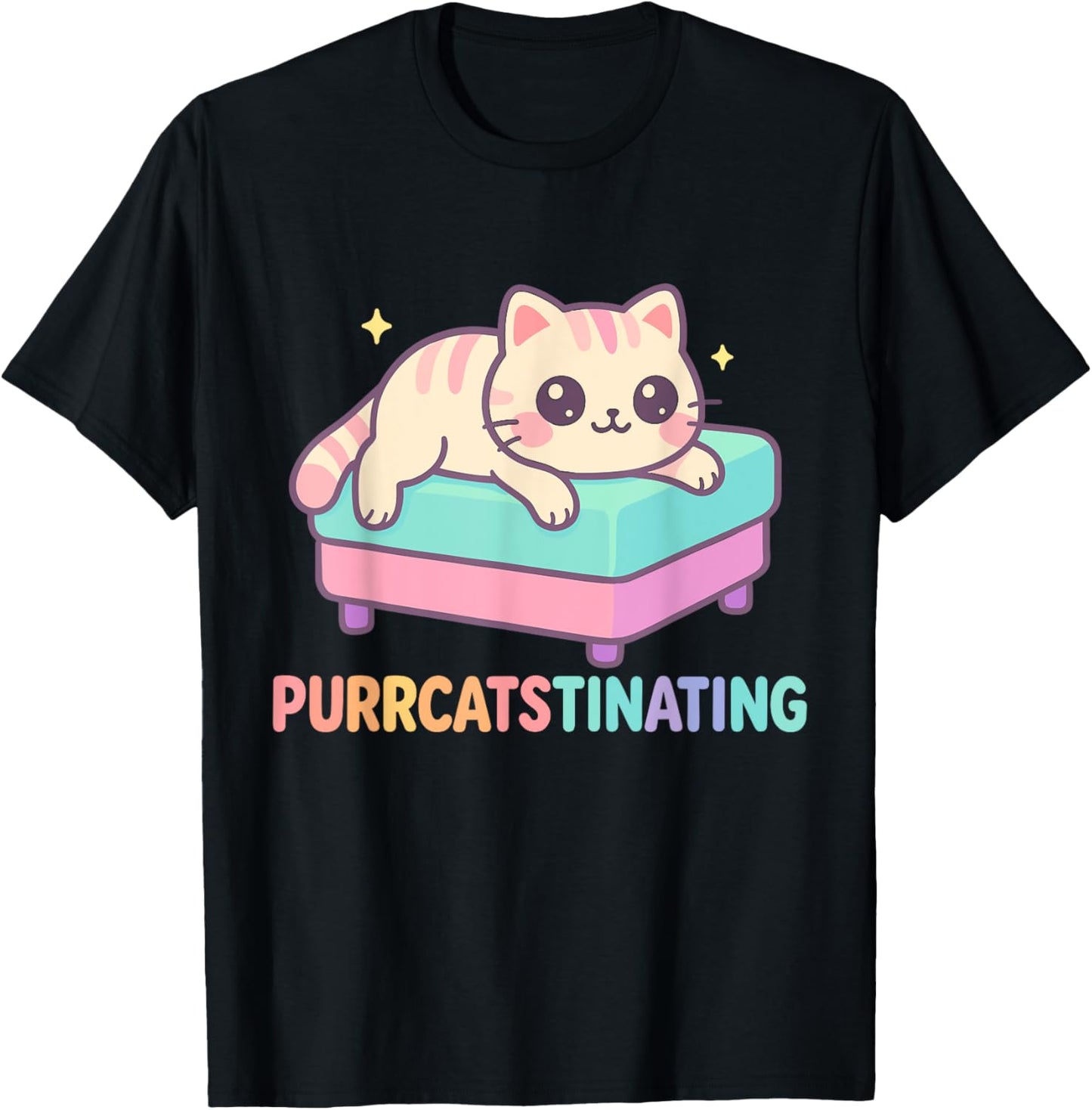 Funny Cat Purrcatstinating Kawaii Pun T-Shirt
