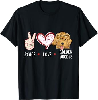 peace love Goldendoodle gift for men women kids doodle dog T-Shirt