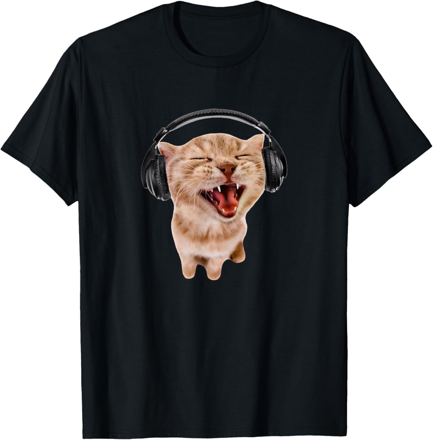 Silly Cat With Headphones T-Shirt