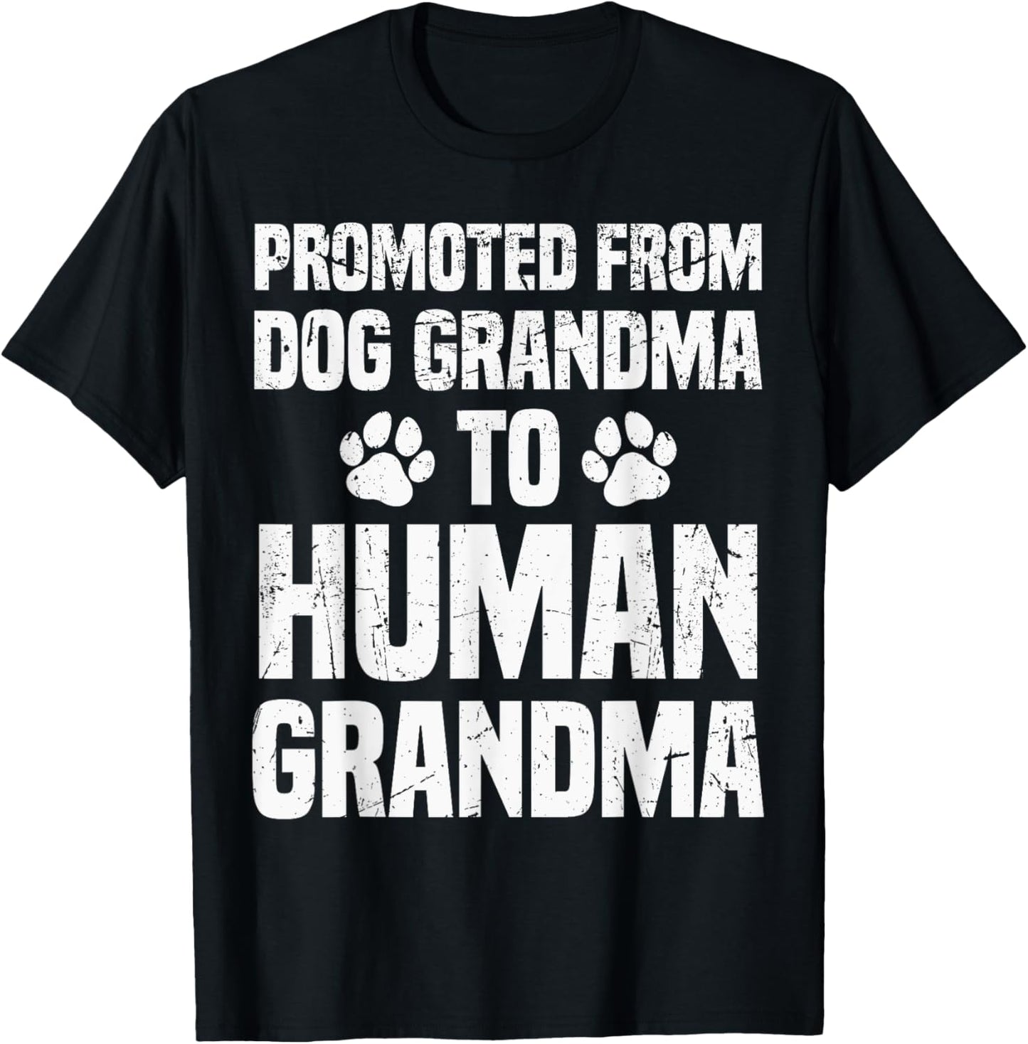 Promoted From Dog Grandma To Human Grandma Funny New Grandma T-Shirt