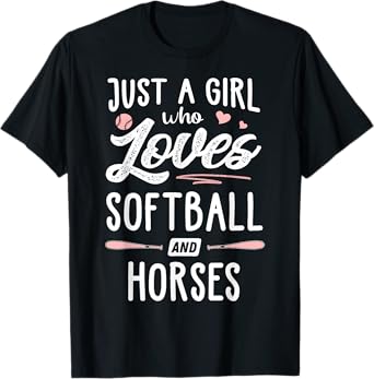 Just A Girl Who Loves Softball And Horses Gift Women T-Shirt