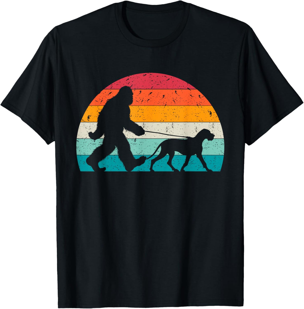 Bigfoot Walking a Dog Funny Great Dane Lovers Dog Dad T-Shirt
