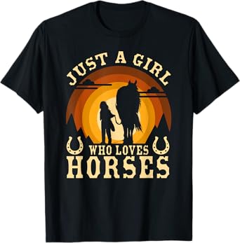 Vintage Horse Graphic Design - Just A Girl Who Loves Horses T-Shirt