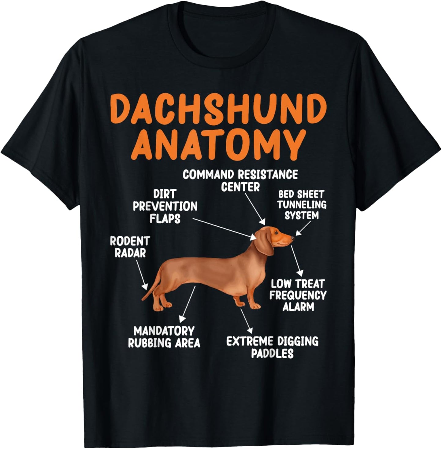 Funny Wiener Dog Puppy Doxie Lovers Anatomy of a Dachshund T-Shirt