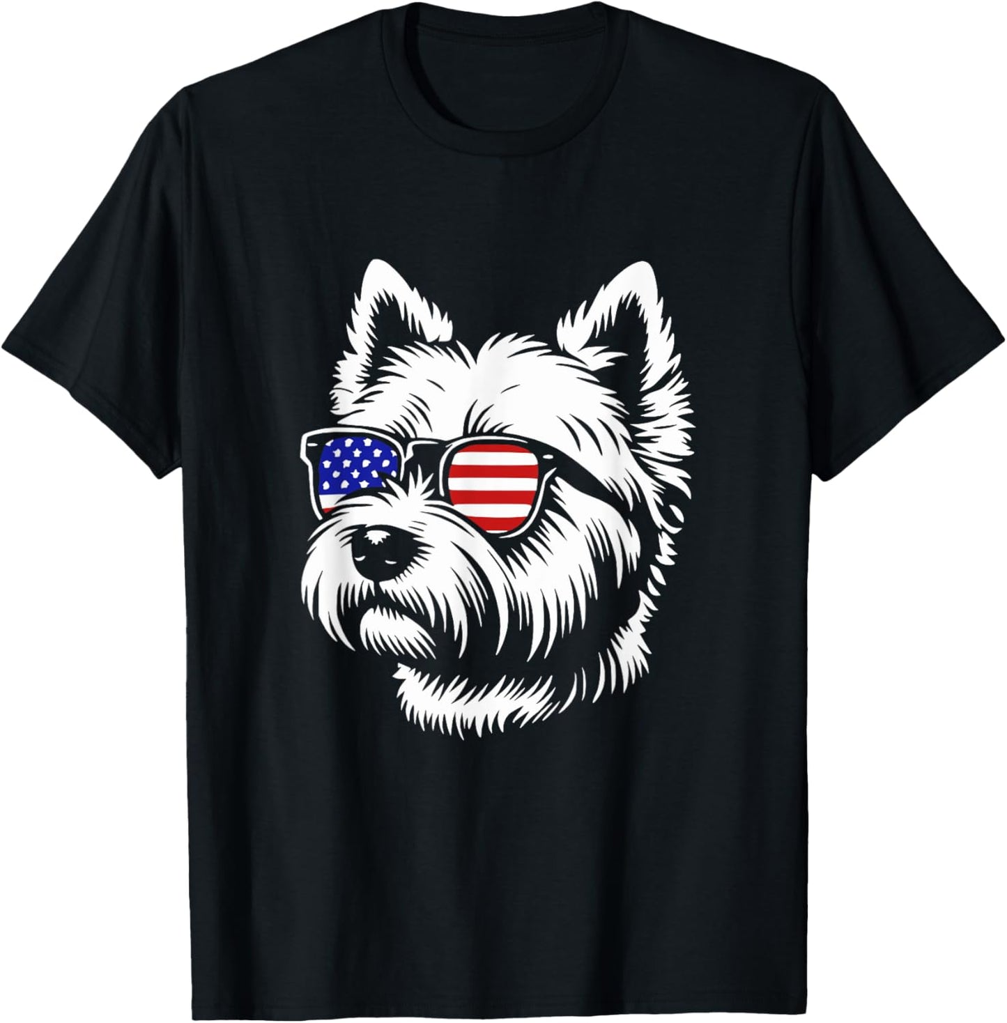 American Flag West Highland White Terrier Dog Westie Design T-Shirt