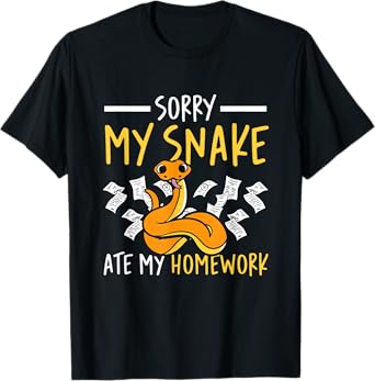 Sorry My Snake Ate My Homework School Reptile Serpent Kids T-Shirt