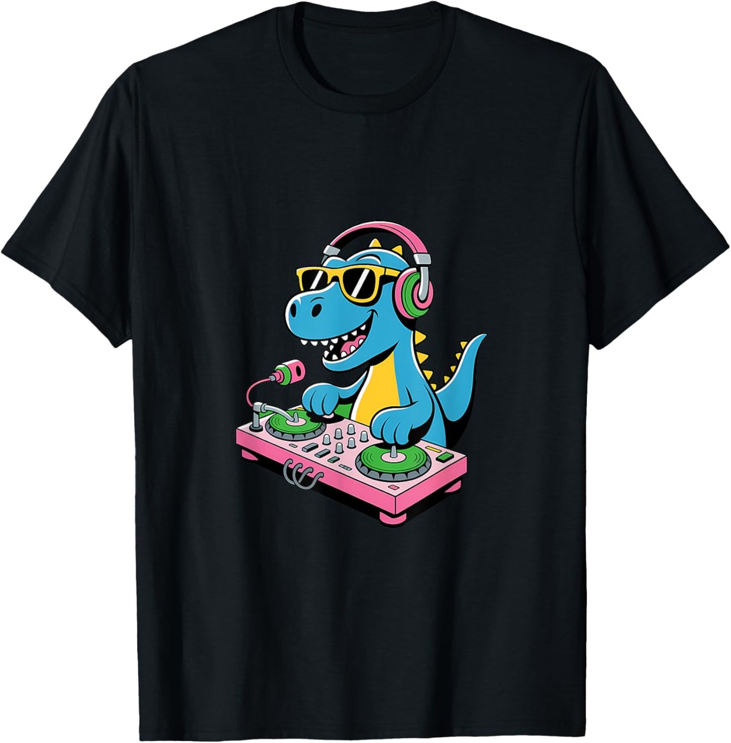 DJ Dino Funny Music Lover Dinosaur Turntable Vibes T-Shirt
