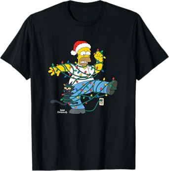 The Simpsons Holiday Homer Simpson Christmas Lights Tangle T-Shirt