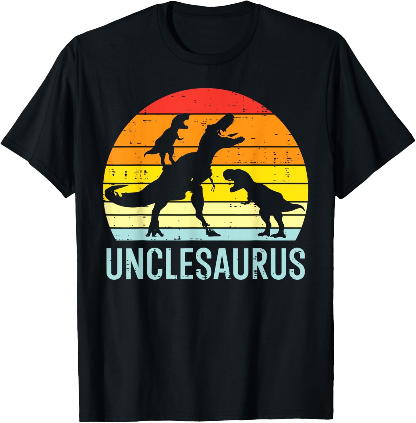 Unclesaurus Trex Uncle Sunset Retro Fathers Day Dinosaur Men T-Shirt