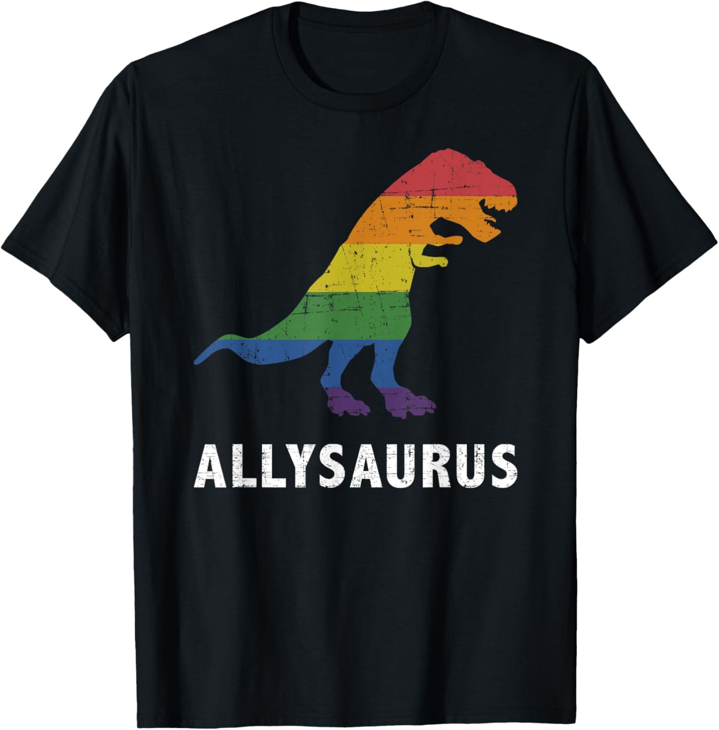 Allysaurus dinosaur in rainbow flag for ally LGBT pride T-Shirt