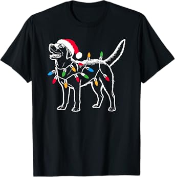 Funny Santa Labrador Retriever Christmas Lights Dog Lover T-Shirt for Men Women