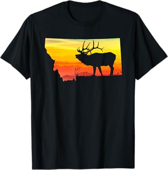 Montana Elk Hunter Dad Vintage Retro Sun Bow Hunting Gift II T-Shirt
