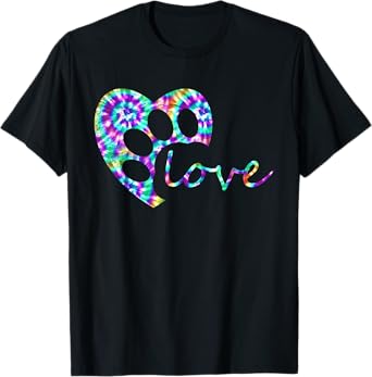 Tie Dye Love Dog Paw Print Animal Paw Dog Lover Owner Shirt T-Shirt