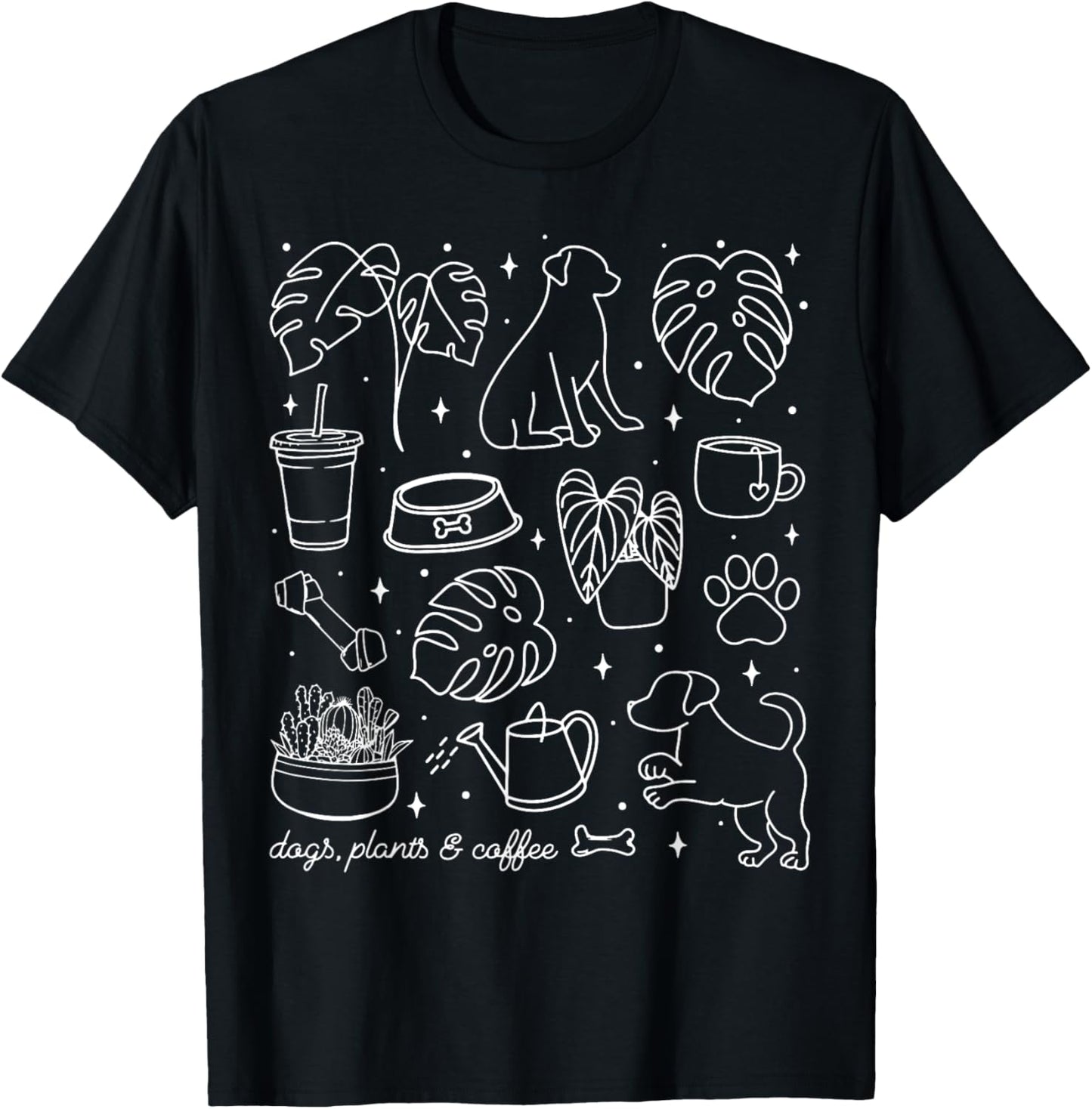 Vintage Dogs Plants & Coffee Houseplant Plant Lover Dog Mom T-Shirt