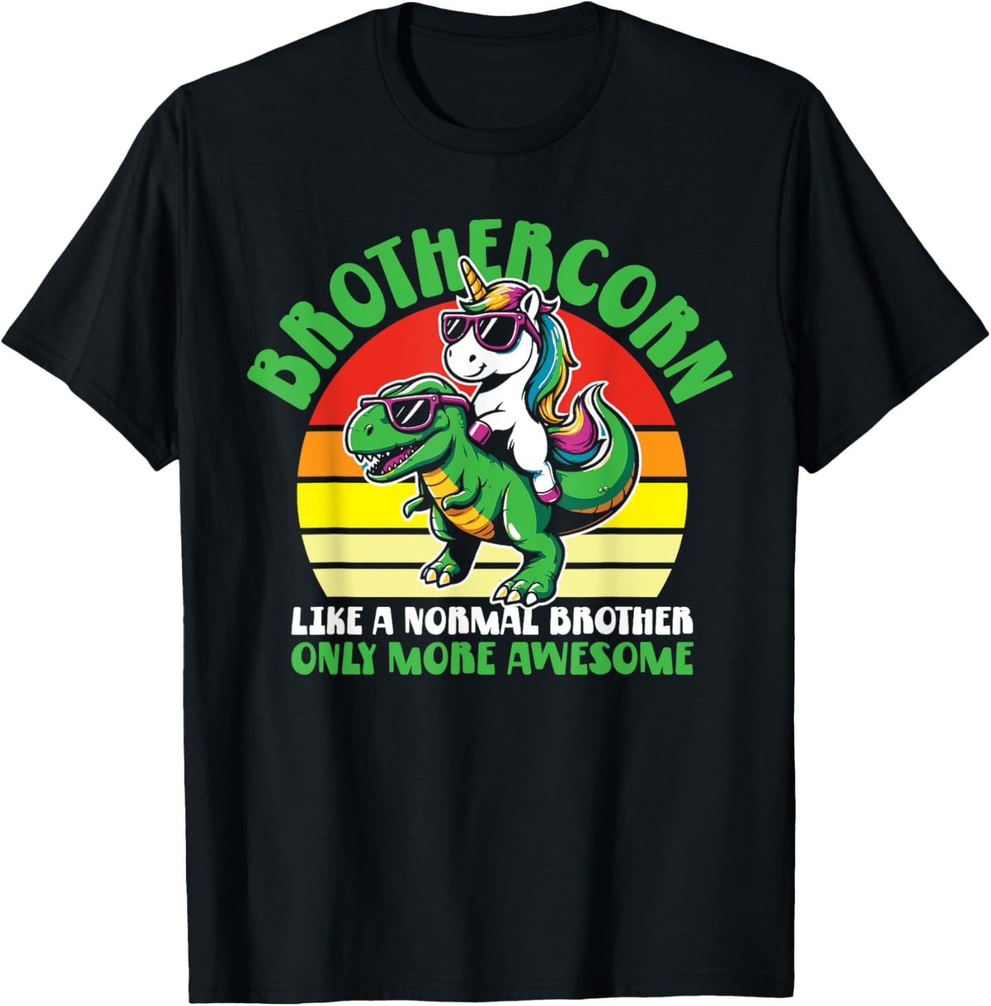 Brothercorn Funny Unicorn Riding T-Rex For Boys Kids Retro T-Shirt
