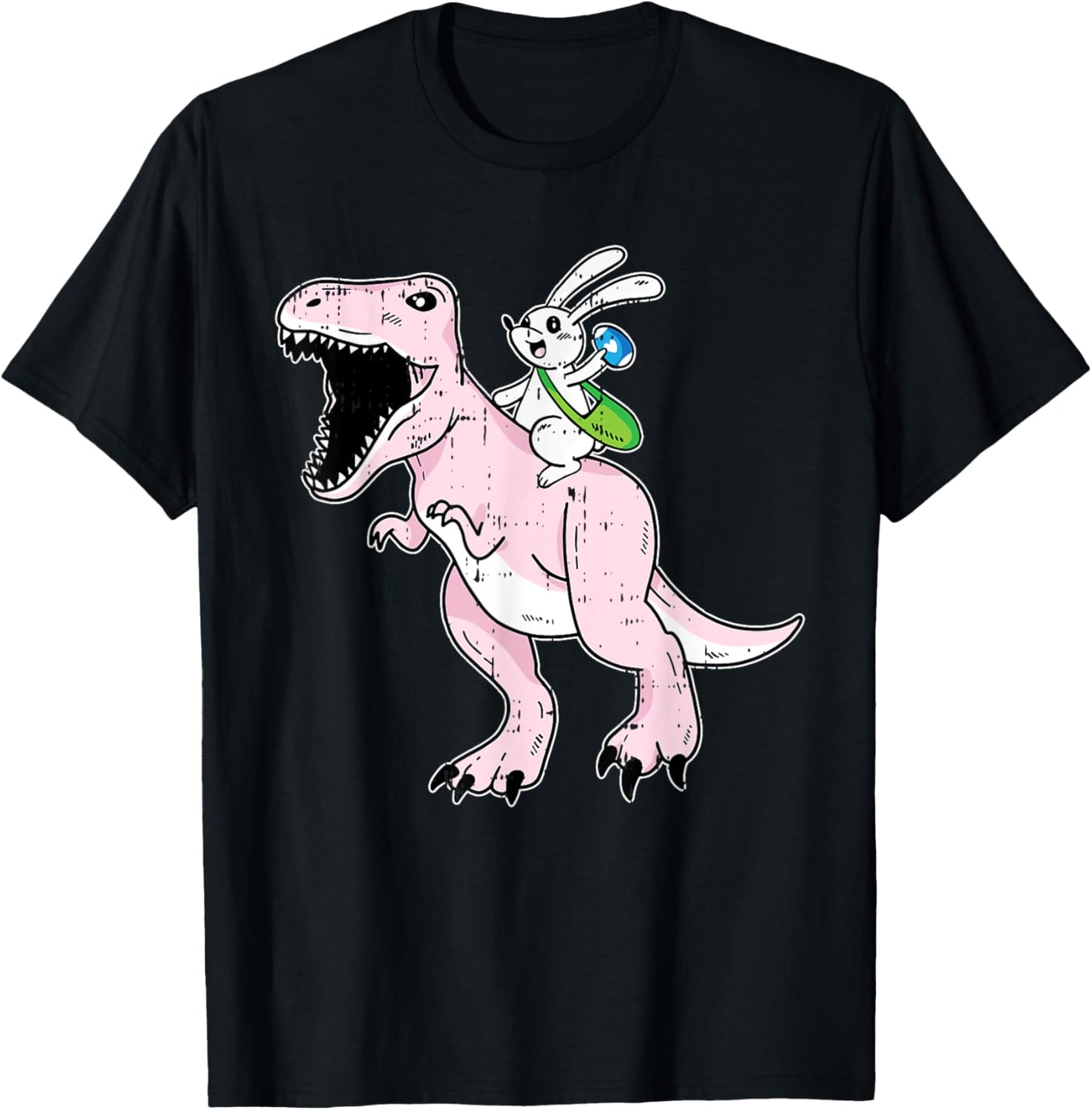 Bunny Riding Dinosaur Easter Egg Hunting Rabbit Spring T-Shirt