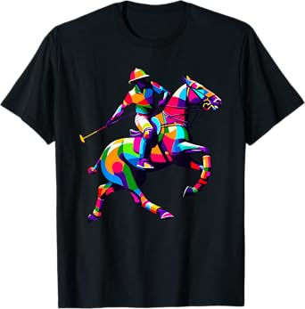 Pop Art Polo Horseback Riding Horses Equestrian Horse T-Shirt