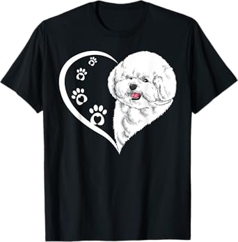 Bichon Frise Shirts For Women Girls Heart Cute Bichon Frise T-Shirt