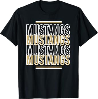 Mustangs School Spirit Gold White Black Mustangs T-Shirt