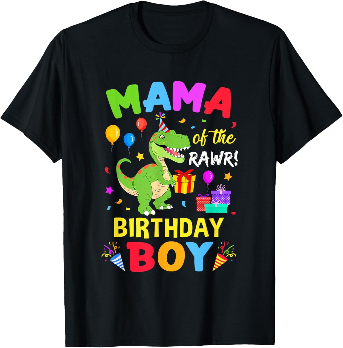 Mama Of The Birthday Boy T-Rex Funny Dinosaur Boy Party T-Shirt