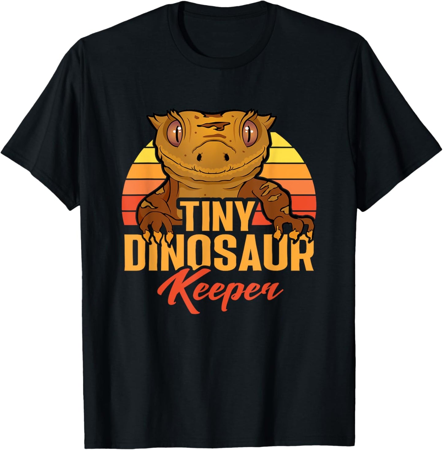 Retro Crested Gecko Tiny Dinosaur Keeper Herpetologist T-Shirt