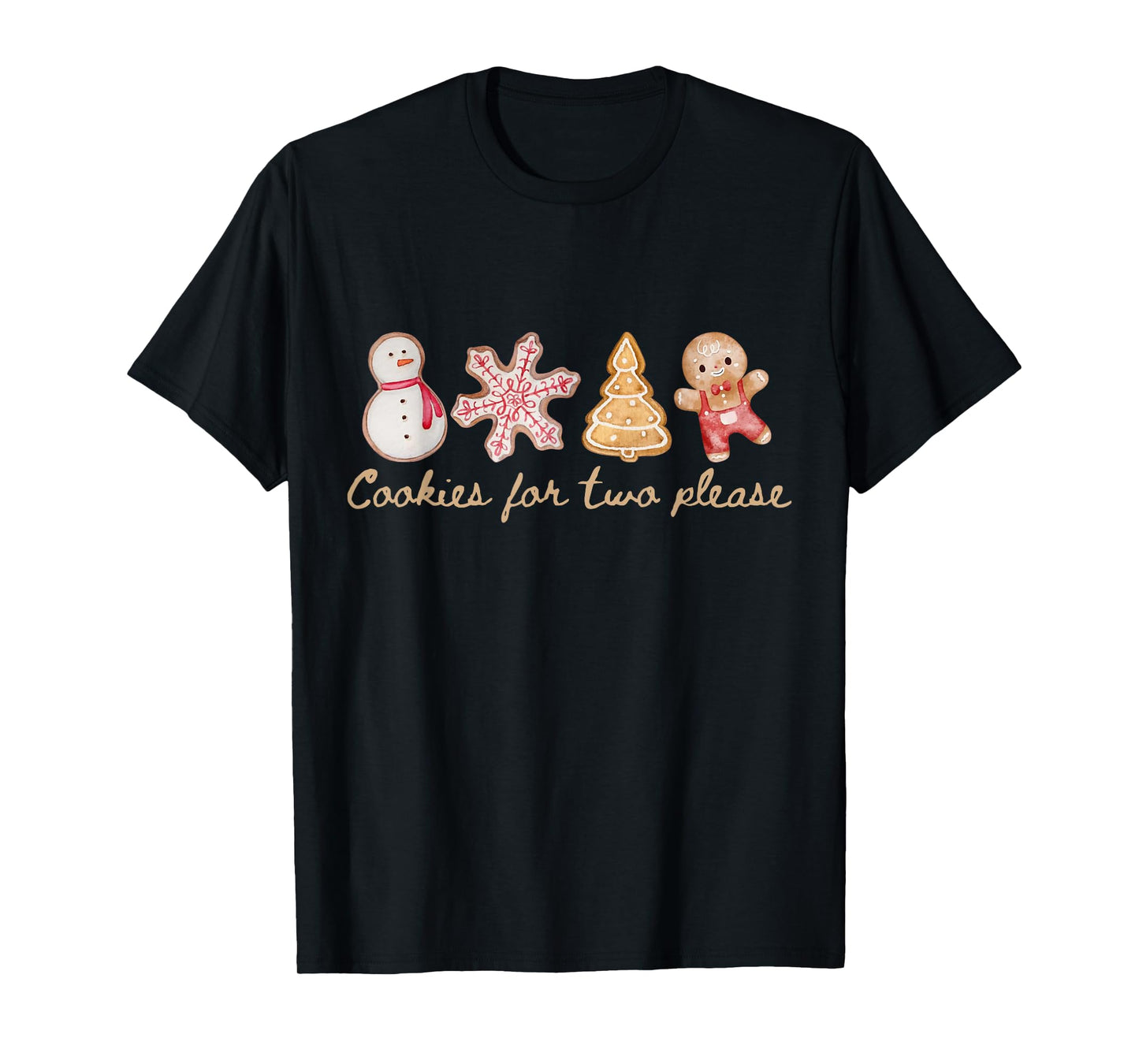 Funny Vintage Cookies For Two Please Pregnancy Mom Christmas T-Shirt