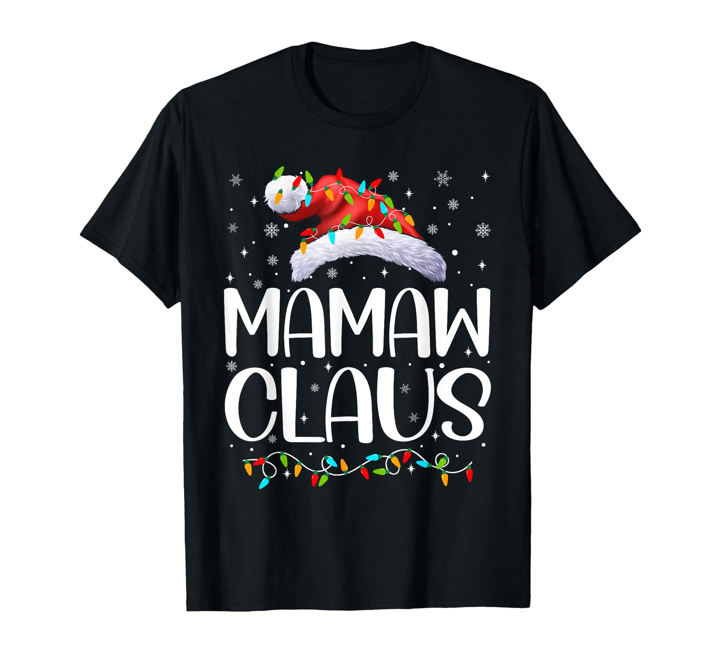 Mamaw Claus Xmas Lights Christmas Pajama Matching Family T-Shirt