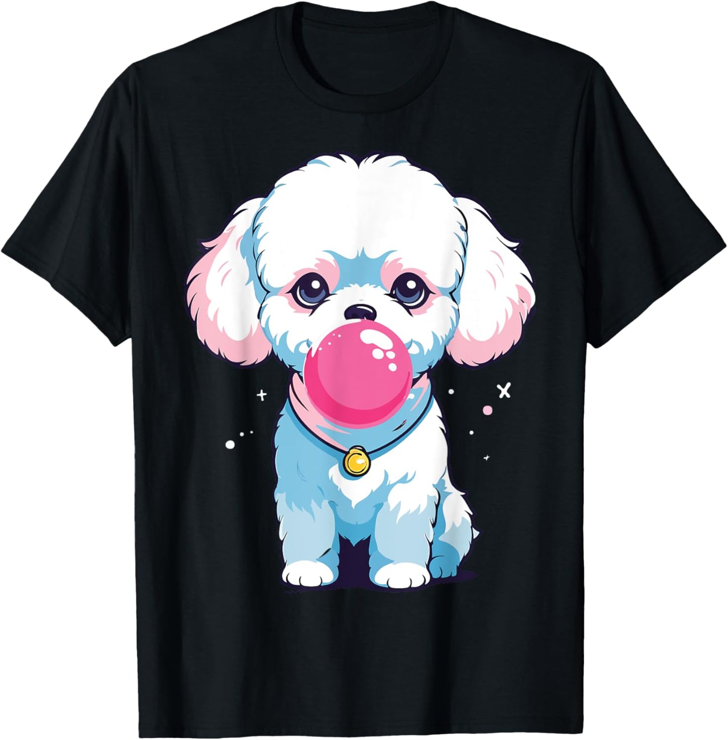 Cute Dog Blowing Pink Bubblegum Design . T-Shirt