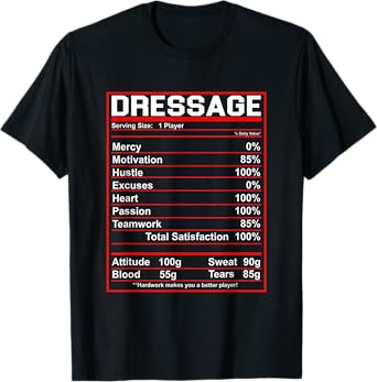 Funny Dressage Nutrition Facts Horse Rider T-Shirt