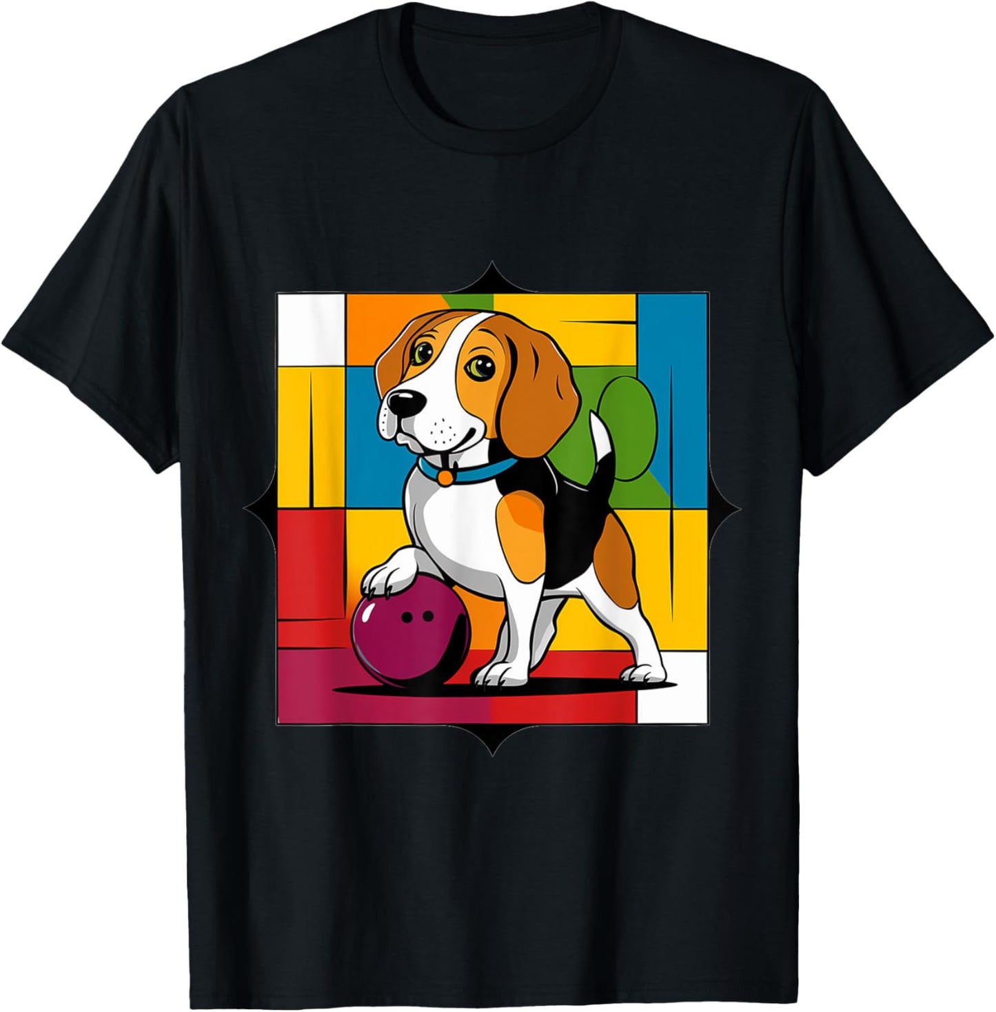 Funny Beagle Dog Bowling Sports Cartoon T-Shirt