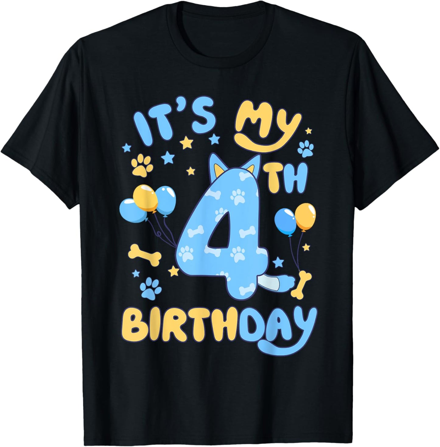 Kids 4th Birthday Boy Girl Dog Birthday Party 4 Years Old T-Shirt