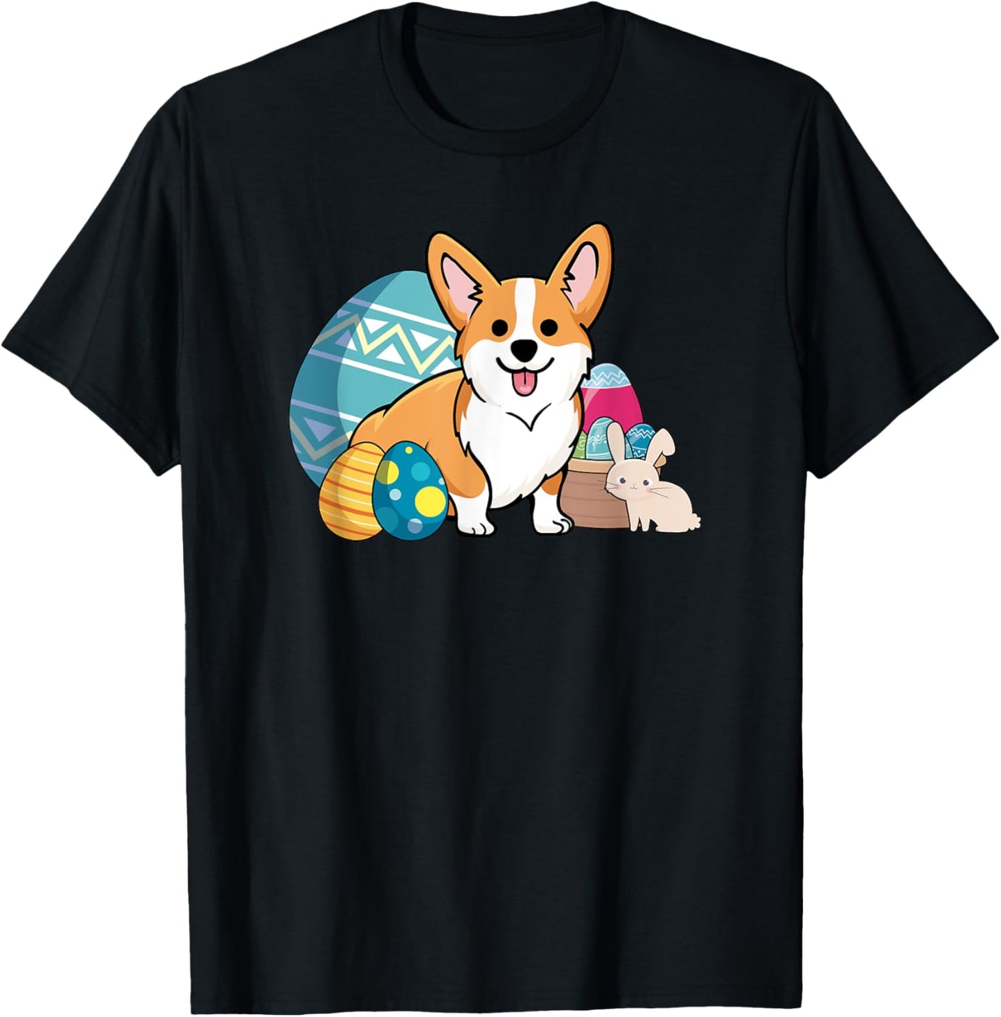 Easter Corgi Dog Cute Cartoon Style Easter Eggs, Basket T-Shirt for Men Women Kids